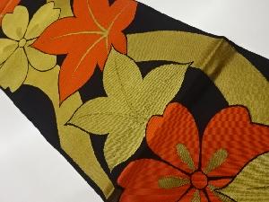 立涌に桜・紅葉模様織出し全通袋帯